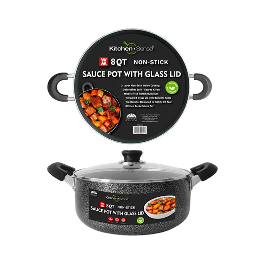 kitchen sense 8Qt Non-Stick Sauce Pot w/ Glass Lid