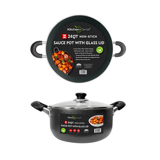 KITCHEN SENSE 24Qt Sauce Pot with Glass Lid
