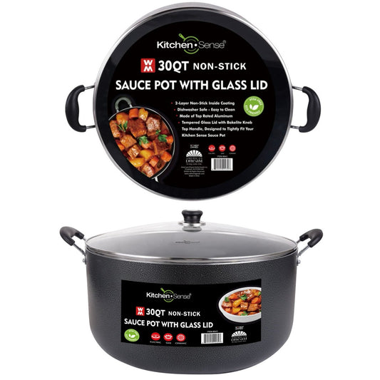 KITCHEN SENSE 30QT SAUCE POT WITH GLASS LID
