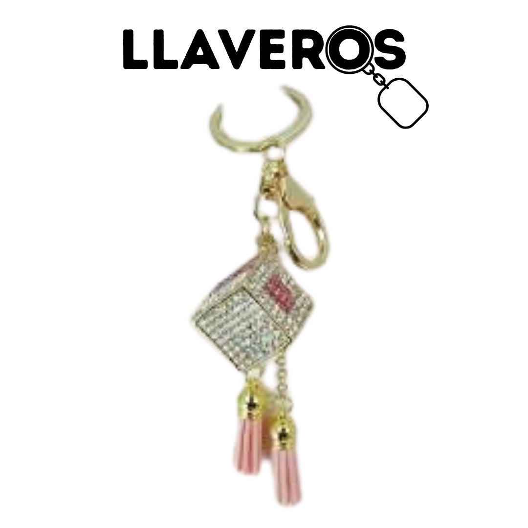 LLAVERO CON CUBO CON DIAMANTES