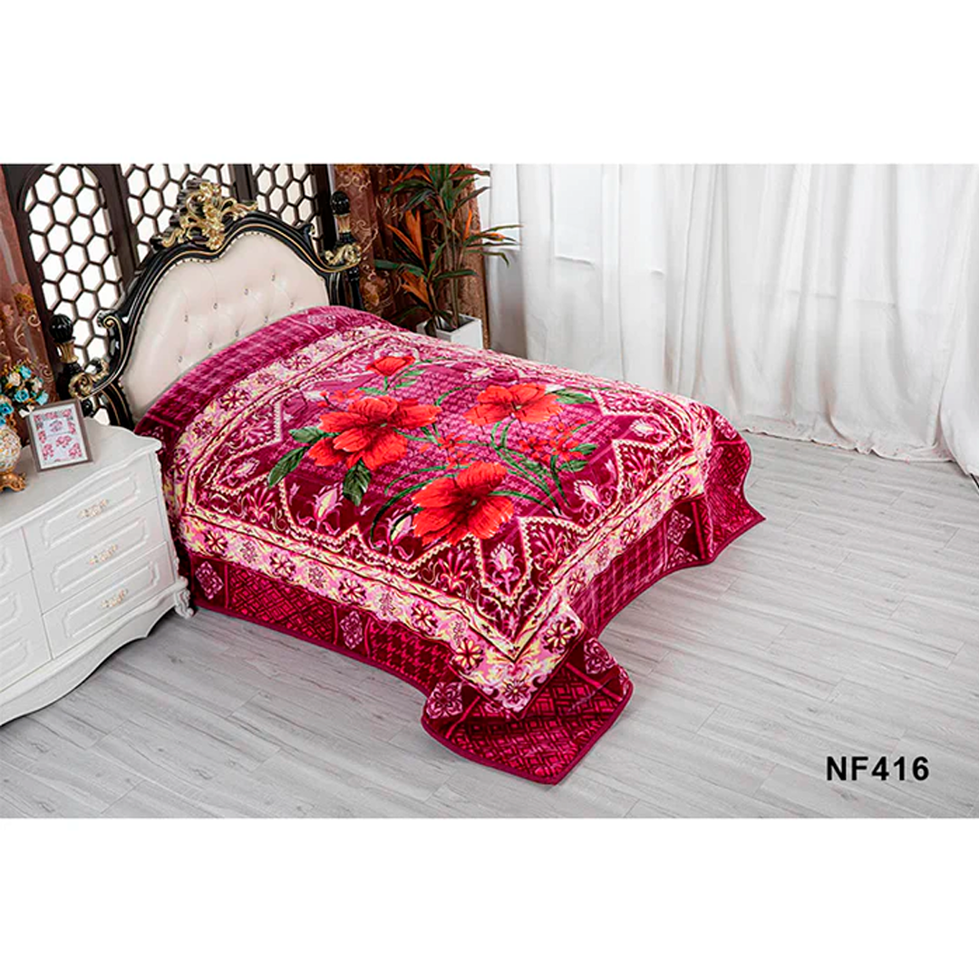 DAHDOUL CAL KING GOLDEN DRAGON FLOWER ASSORT-A 2 PLY BLANKET