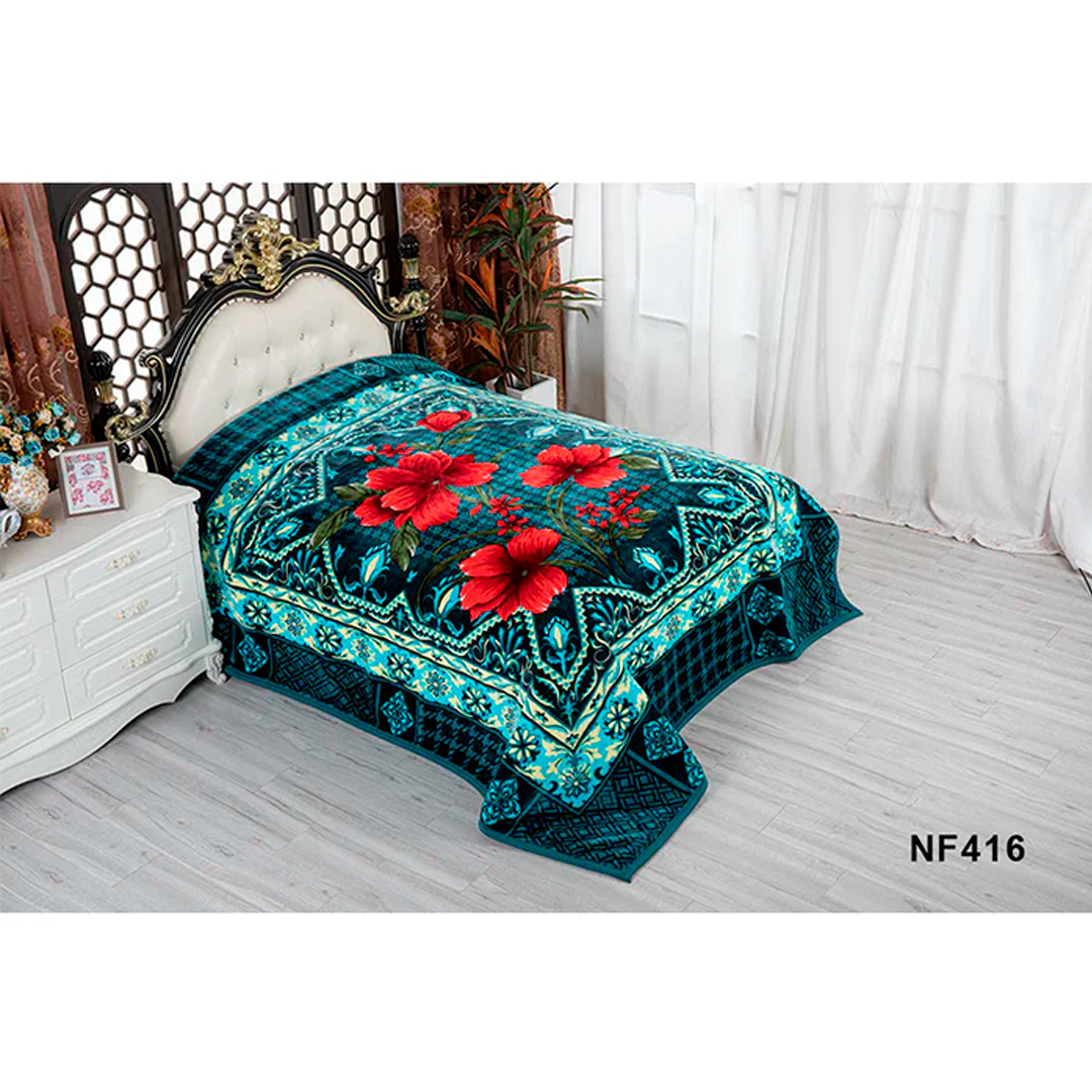 DAHDOUL CAL KING GOLDEN DRAGON FLOWER ASSORT-A 2 PLY BLANKET