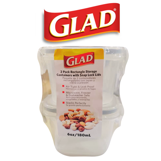 GLAD FOOD STORAGE CONTAINER RECT 180ML/0.7CUP 2PK