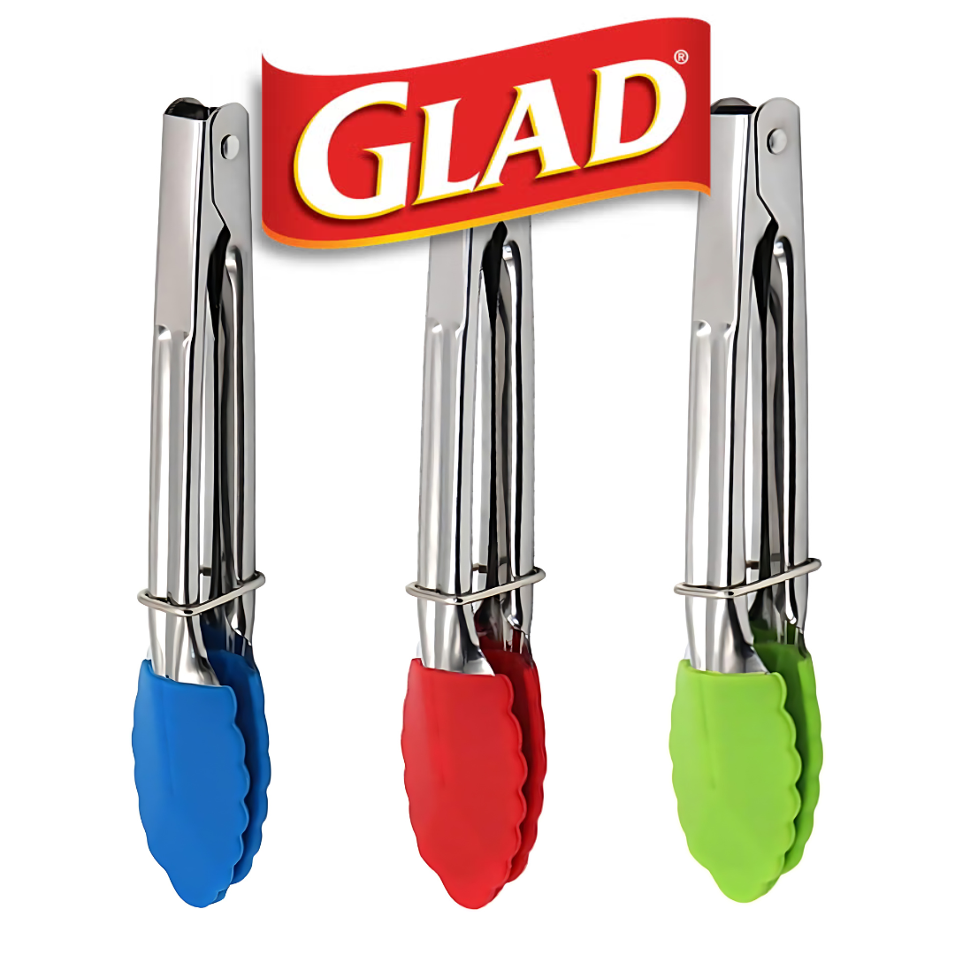 GLAD MINI SILICONE TONGS ASSTD CLRS IN TUB