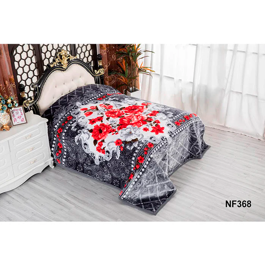 DAHDOUL CAL KING GOLDEN DRAGON FLOWER ASSORT-A 2 PLY BLANKET