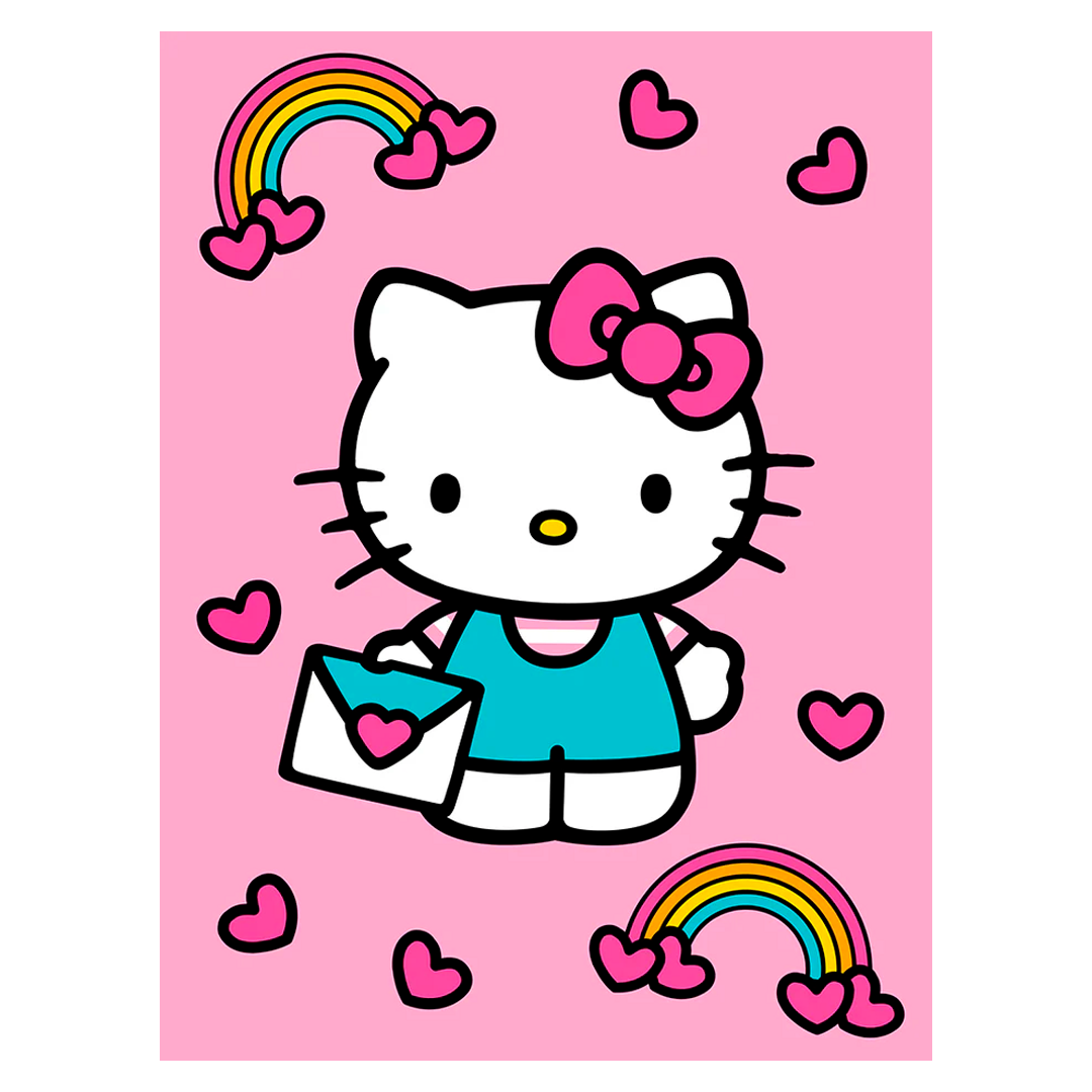 DAHDOUL "SEALED WITH A KISS" HELLO KITTY TWIN/FULL SANRIO RACHELLE BLANKET