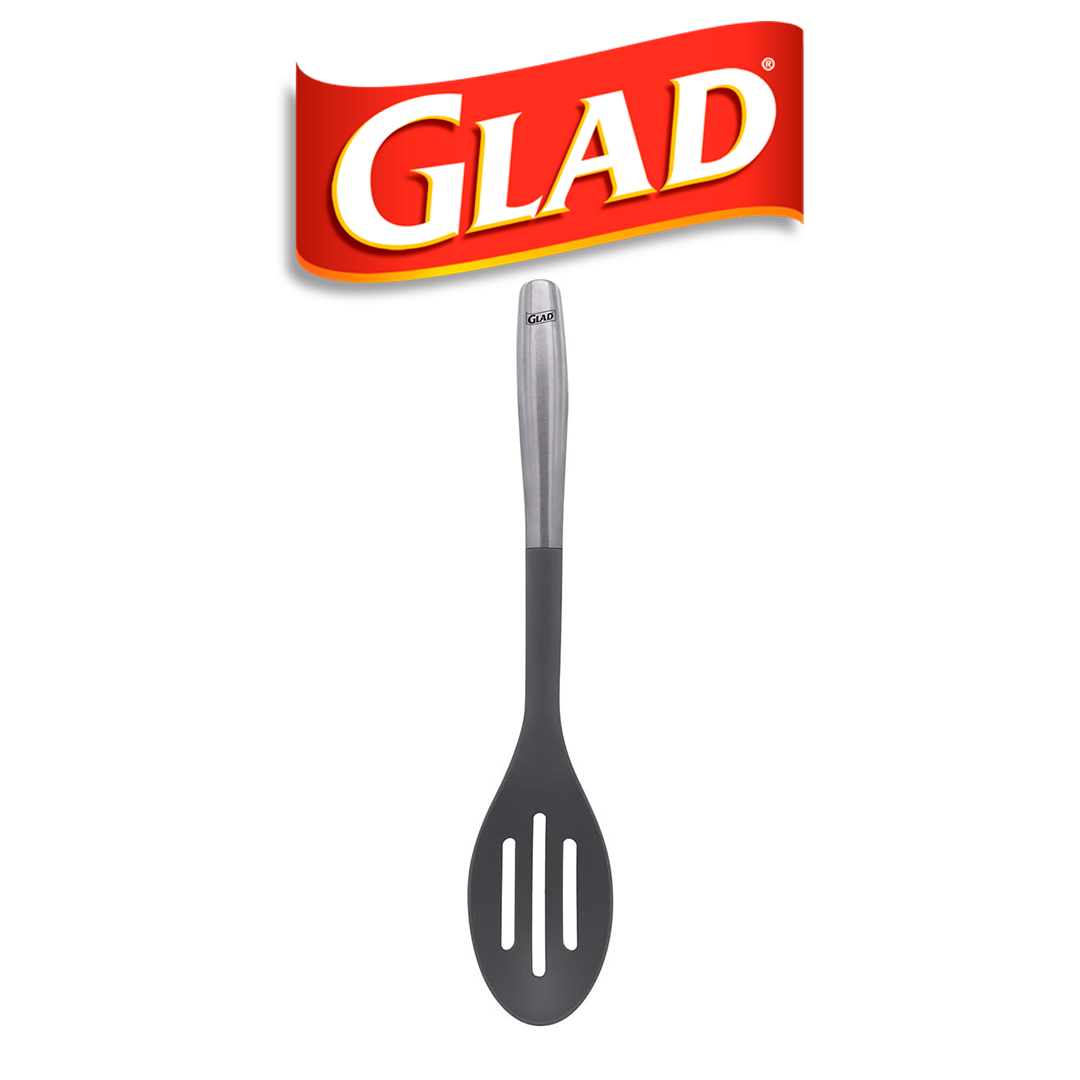 GLAD SLOTTED SPOON NYLON HEAD W SS HANDLE GREY