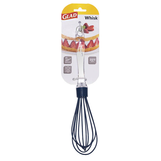 GLAD SILICONE EGG WHISK GREY W CLEAR HANDLE