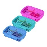 GLAD FOOD STORAGE CONTAINER RECT. 600ML/2.5CUP W/DIVIDER ASSTD CLRS IN PDQ