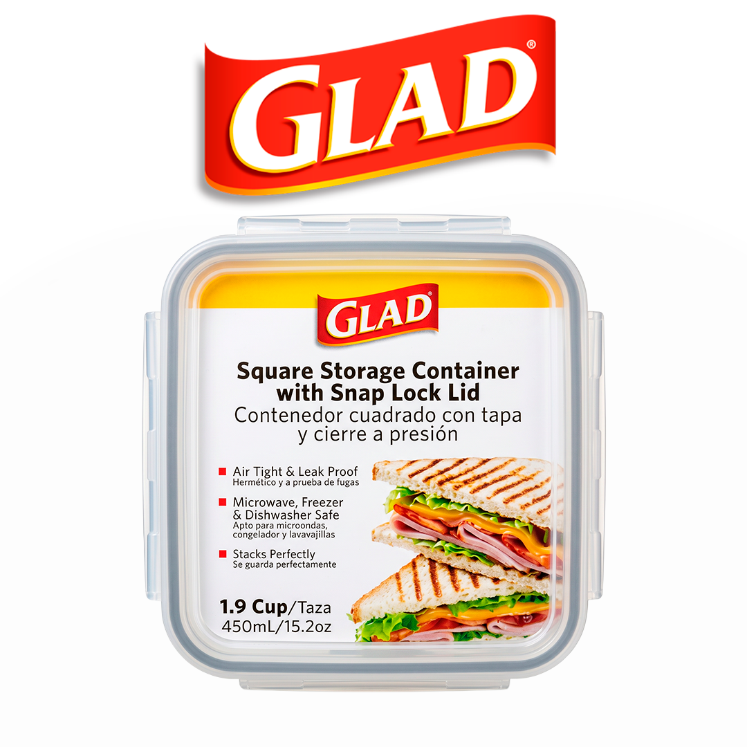 GLAD FOOD STORAGE CONTAINER SQUARE 450ML/1.9CUP IN PDQ