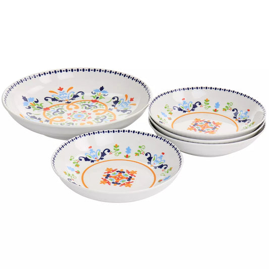 GIBSON GH TIJUANA - 5 PC PASTA BOWL SET - DECORATED - FINE CERAMIC - GBX