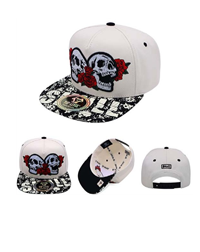 CAP SKULLS WITH ROSES STN BLK