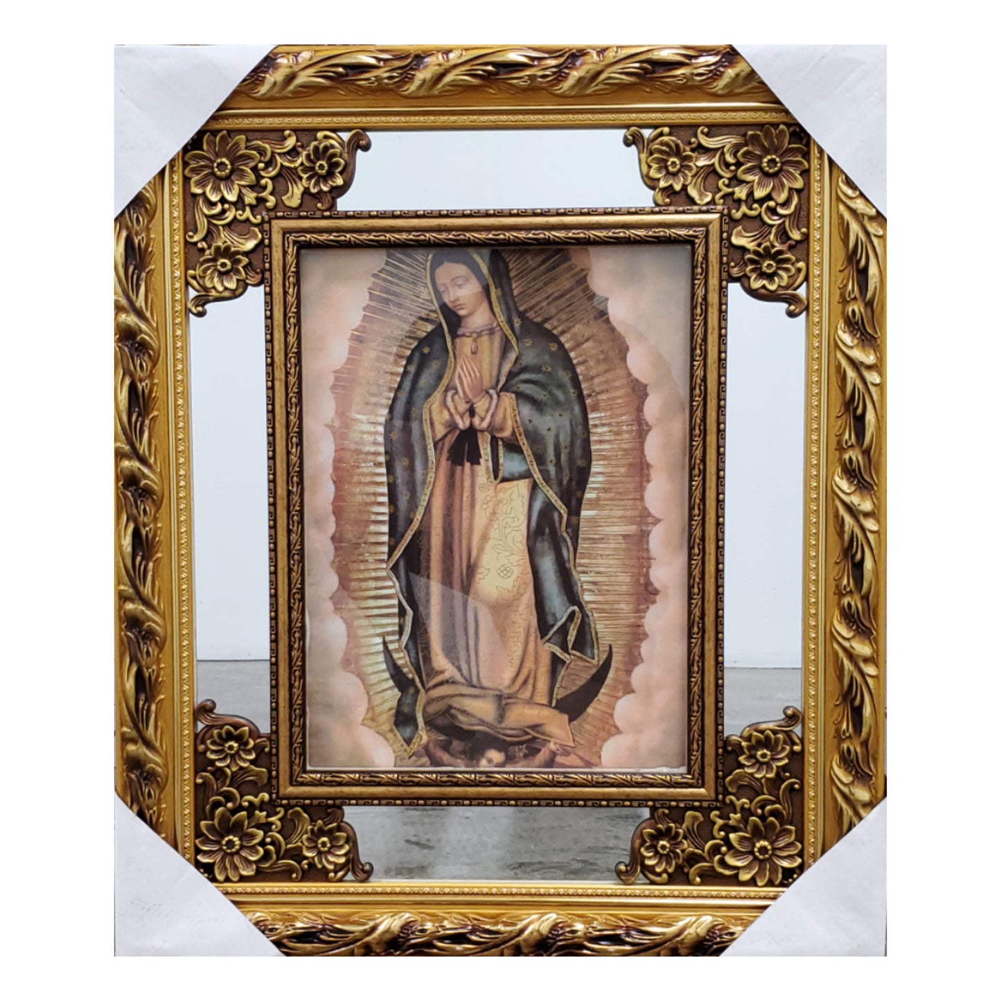 Our Lady Of Guadalupe Original, Mirrored With Led Lights