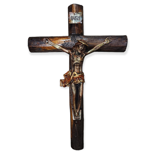 JESUS EN LA CRUZ DE BRONCE