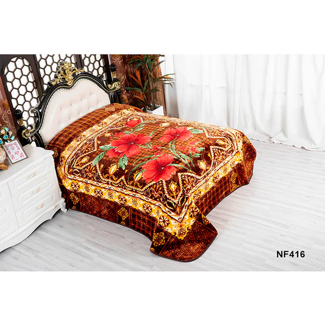 DAHDOUL CAL KING GOLDEN DRAGON FLOWER ASSORT-A 2 PLY BLANKET