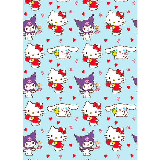 DAHDOUL "COOKING WITH LOVE" HELLO KITTY TWIN SANRIO FLANNEL ROTARY BLANKET
