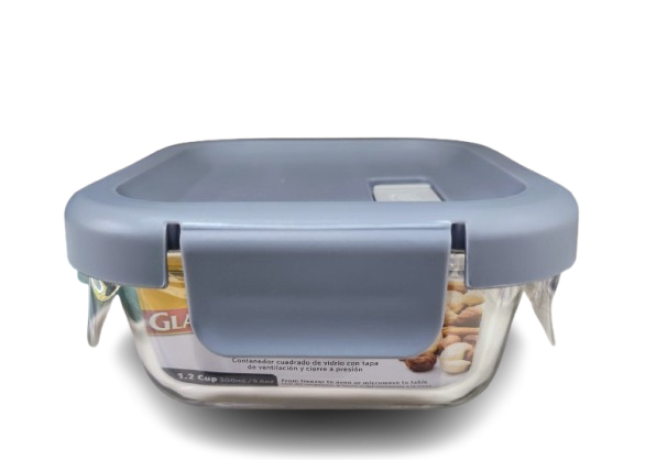 GLAD GLASS FOOD STORAGE CONTAINER W/ VENT LID SQ. 310ML/1.2CUP