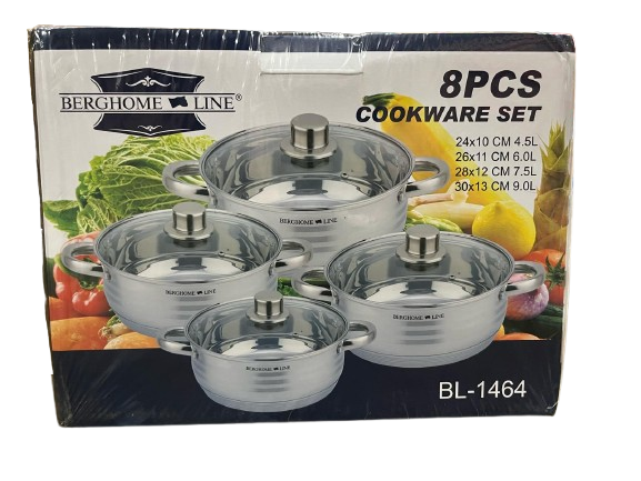 RYB 8 PC Berghome Line Stainless Steel Cookware Set