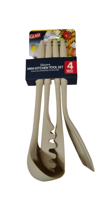 GLAD SILICONE MINI KITCHEN TOOLS 4PC SET BEIGE