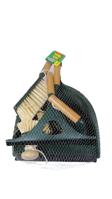 PINESOL CLEANING BRUSH WITH DUSTPAN BAMBOO HANDLE 6PC SET