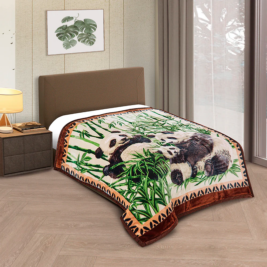 DAHDOUL PANDA/DARK BROWN CJ766 GOLDEN LION 2PLY BLANKET