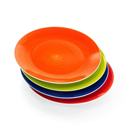GH GIBSON HOMETRENDS CRENSHAW - 7.25 IN SALAD PLATE - 4 ASST COLORS - ROUND - HP - FINE CERAMIC - OS W/ UPC LABEL