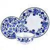 GH GIBSON Mst 12 Pc Dw Set Vintage Blue Rd Decorated Fine Ceramic