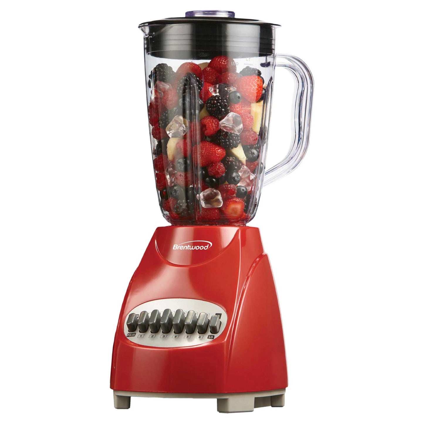 Brentwood 12-Speed + Pulse Blender With Glass Jar, Red