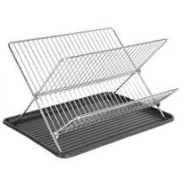 GH FERNSBY - 2 PC 17.3 IN FOLDING DISH RACK W/ PP TRAY - CHROME/BLACK - RECT - IRON - SHRINK WRAP W/ CL