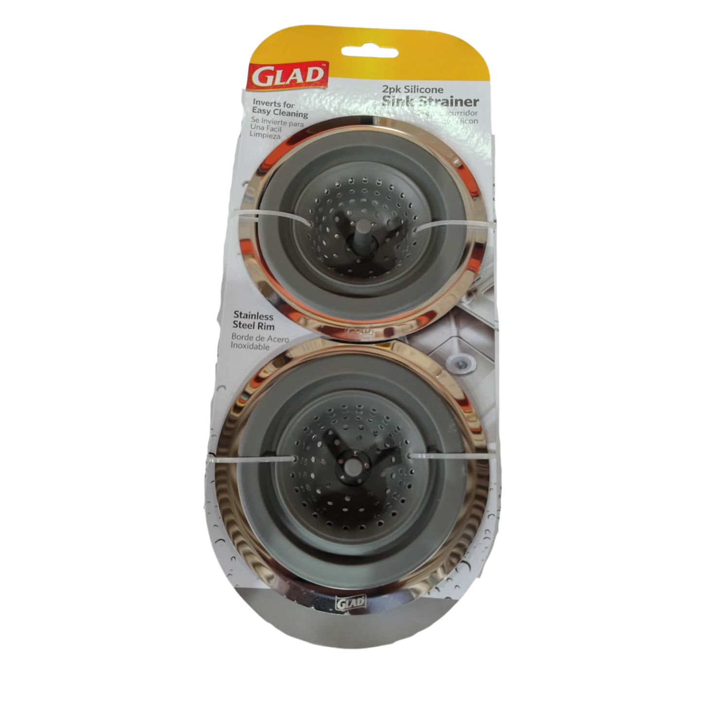 GLAD SINK STRAINER 2PK GREY