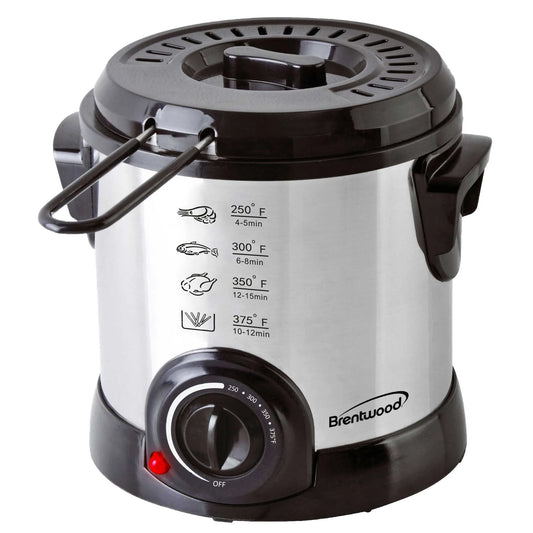 Brentwood Electric Deep Fryer, 1-Liter, Stainless Steel