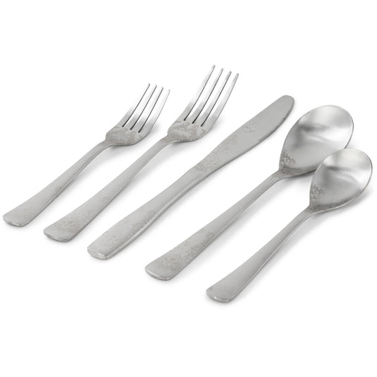 GH BISHOP HILL - 20 PC FW SET Stainless Steel Floral Flatware  - LASER DECO MOTIF - SS - 2.5 MM - GBX