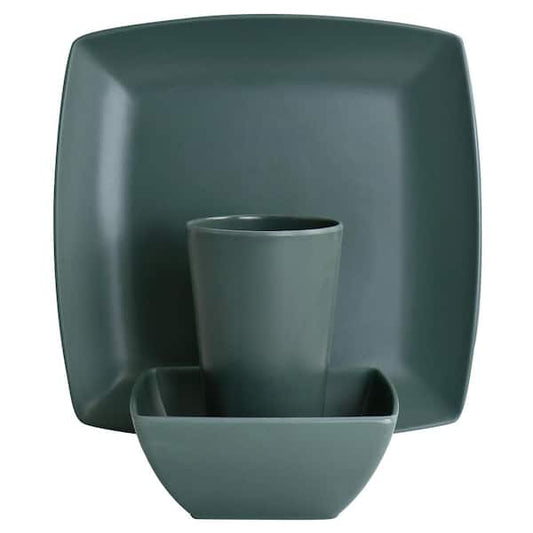 GH JAYSON 12 PC DW SET MOSS GREEN SQ SOLID COLOR MATTE MELAMINE 2200 G - GBX