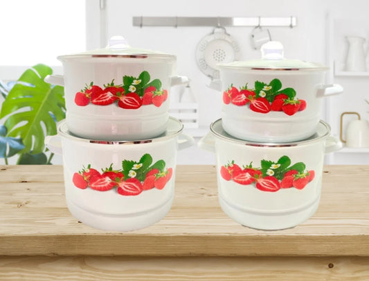 RYB 4 PC STOCK POT ENAMEL WITH STEAMER