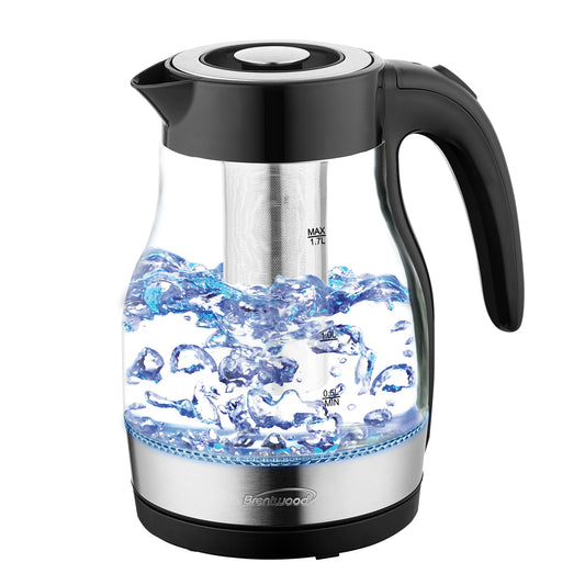 Brentwood 1.7L Cordless Glass Electric Kettle With Tea Infuser